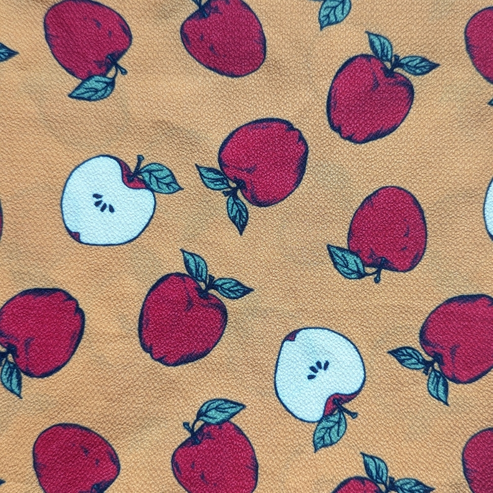 Modcloth V-Neck Red Apple Print Orange Short Tie Sleeve Blouse Size Large EUC - Picture 8 of 9